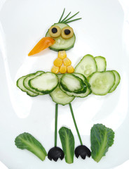 creative funny vegetable snack with cucumber