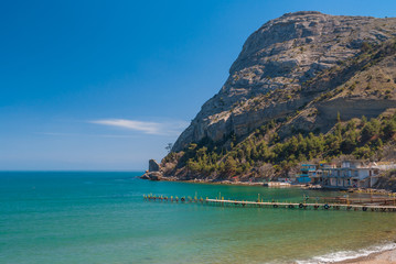 Fototapeta premium Empty Crimean shore in Noviy Svet town