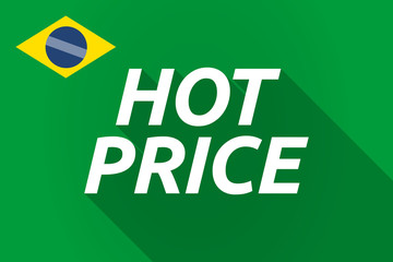 Long shadow Brazil flag with    the text HOT PRICE