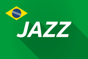 Long shadow Brazil flag with    the text JAZZ