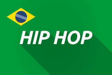 Long shadow Brazil flag with    the text HIP HOP