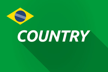 Long shadow Brazil flag with    the text COUNTRY