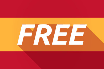 Long shadow Spain flag with    the text  FREE