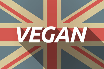 Long shadow UK flag with    the text VEGAN