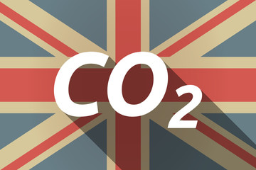 Long shadow UK flag with    the text CO2