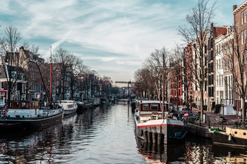 Fototapeta na wymiar Buildings and Streets in Amsterdam, Netherlands