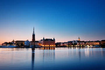 Fototapeta na wymiar view at Stockholm at night in summer