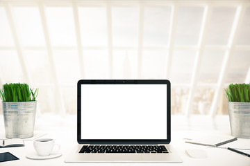 Fototapeta premium Office workplace with laptop computer