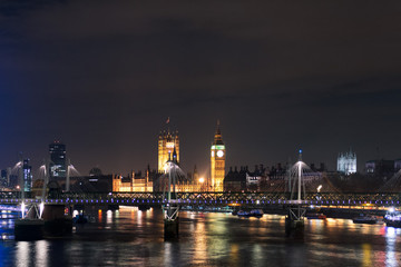 Fototapeta na wymiar London's Eye and Big Ben at night, England