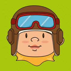 child with pilot cap design, vector illustration eps10 graphic 