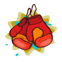 two red boxing gloves on an abstract background
