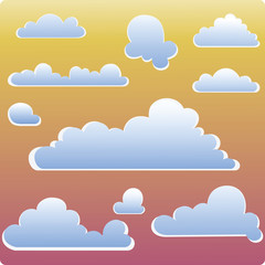 Vector illustration. Hot summer. The sky. Stylized silhouettes of clouds for icons, symbols, logos.