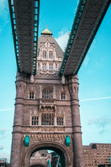 Fototapeta na wymiar London Tower Bridge, sunny weather, England