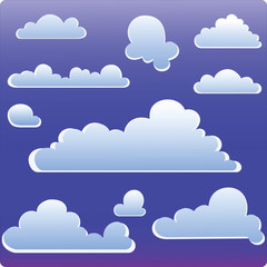 Vector illustration. The evening sky. Stylized silhouettes of clouds for icons, symbols, logos.