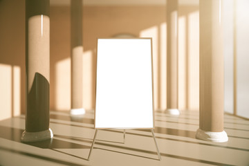 Blank whiteboard in interior