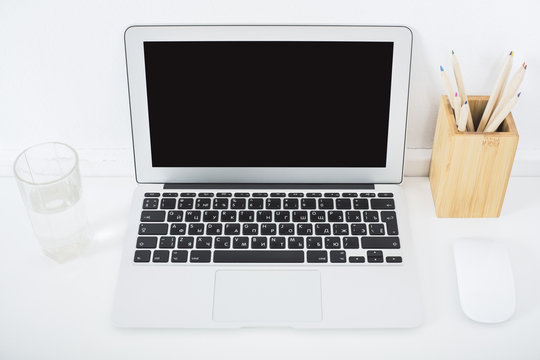 Desktop with laptop