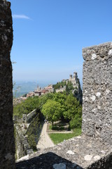 View from La Cesta o Fratta 2.Tower to La Rocca o Guaita 1.Tower in San Marino 