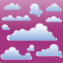 Vector illustration. Sunset sky. Stylized silhouettes of clouds for icons, symbols, logos.