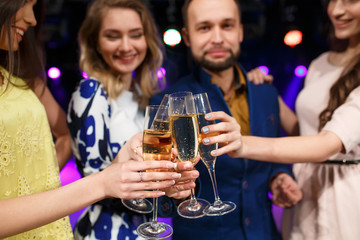 Party, holidays, celebration, nightlife and people concept - smi
