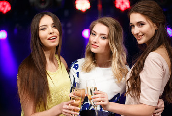 Party, holidays, celebration, nightlife and people concept - smi