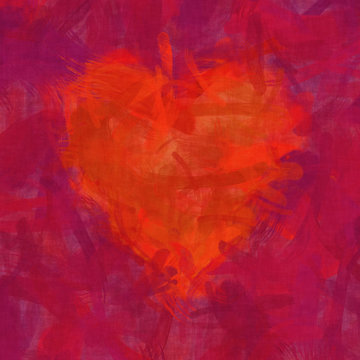 red heart brush stroke background