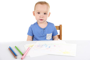 Little boy is drawing the picture