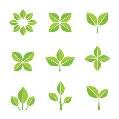 Green leaves symbols and icons