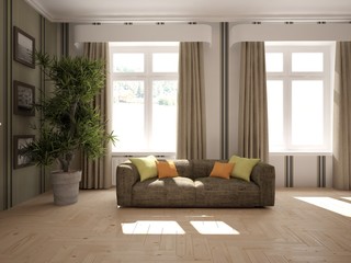 white interior design of modern home. Scandinavian interior