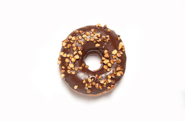 Delicious donuts with icing isolated on white