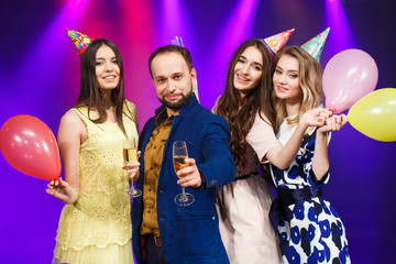 party, holidays, celebration, nightlife and people concept - smi
