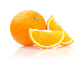 Orange and Slices on White Background