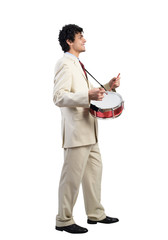Businessman playing drums