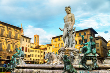 Famous Fountain of Neptune in Florence, Italy