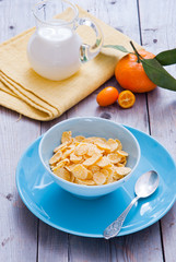 Healthy breakfast with corn flakes