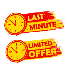 last minute and limited offer with clock signs, yellow and red d