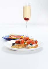 Tasty various italian sandwiches with seafood