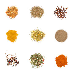 Spices set on white
