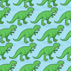 Tyrannosaurus seamless pattern. Angry prehistoric reptile patter