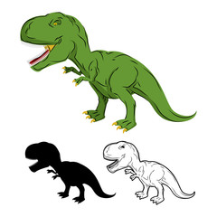 Green gigantic Dinosaur Tyrannosaurus Rex. Prehistoric reptile.