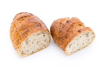 Loaf of bread isolated on white.