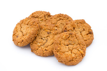 Oatmeal cookies with isolated background.