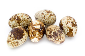 Quail eggs the isolated on a white background.