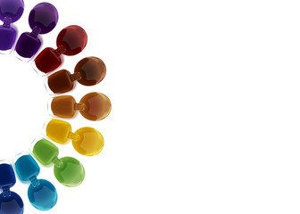 Nail lacquer leaking out of the bottle. Manicure and pedicure varnish. Vector illustration