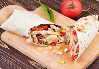 Chicken, Mushroom, Cheese and Spinach Burritos