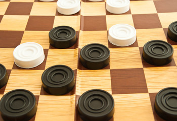 Obraz na płótnie Canvas plastic white and black checkers