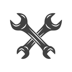 Fototapeta premium Two crossed battleaxes, battle axes. Black on white flat vector illustration, logo element isolated on white background