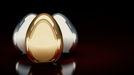 Gold and silver eggs. 3D Rendering