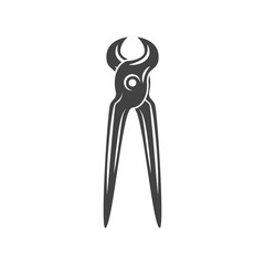 Two crossed battleaxes, battle axes. Black on white flat vector illustration, logo element isolated on white background