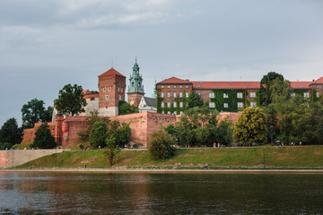 Fototapeta na wymiar Wawel Castle in Krakow, Long River and stone walls