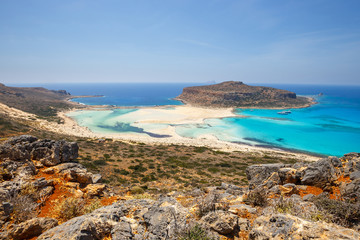 beautiful Balos Lagoon and Gramvousa Island in Crete